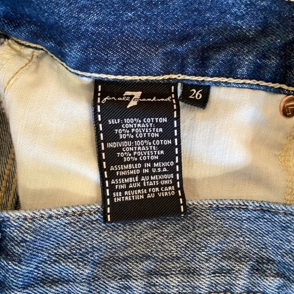 7 For All Mankind Distressed Cut-off Denim Shorts 26 - Picture 7 of 11